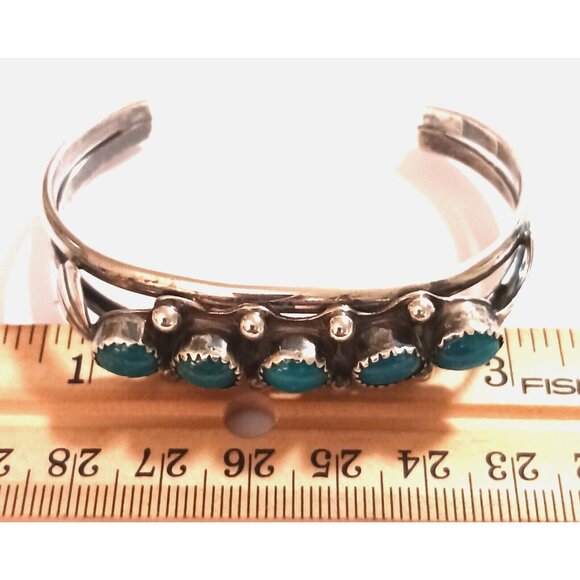 Native American Sterling Turquoise Cuff Bracelet Vintage (1206) - Picture 5 of 9